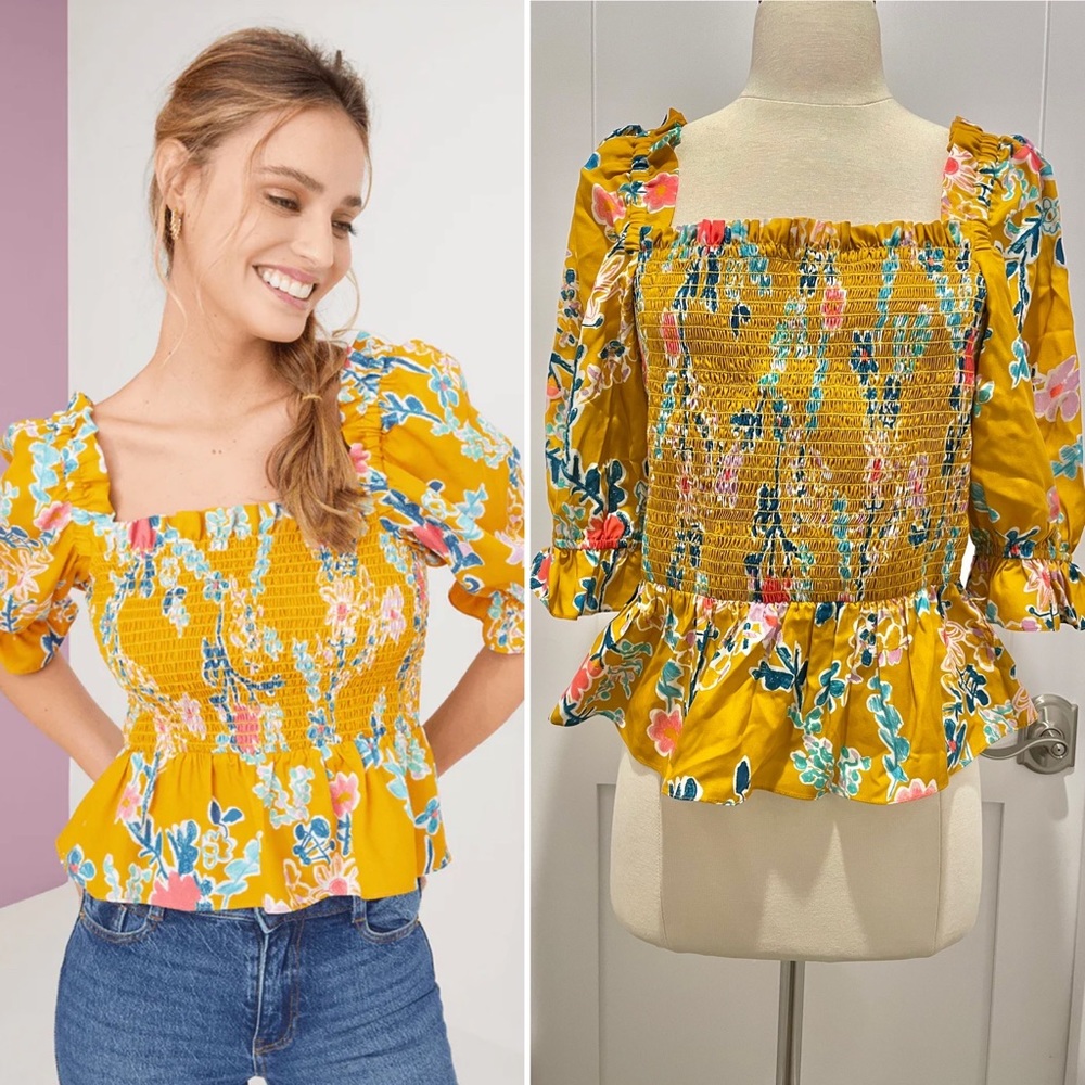 NWT XL Kaley blouse by Ālivia shirt smocked top
